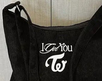 TWICE Inspired I Got You Shoulder Bag Corduroy Shoulder Bag Handbag Reusable Shoulder Bag Tote Shoulder Bag Tote Bag Women Cute Bag Laptop