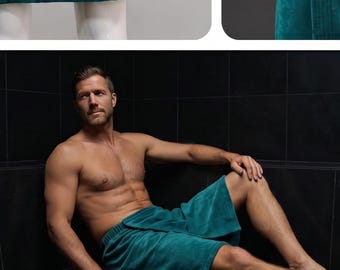 Personalized Luxury Spa Wrap, Terry/Velour, 100% Cotton | Monogrammed Sauna Kilt Personalized Men's Spa Wrap, Gym Towel, Bath Towel Wrap,