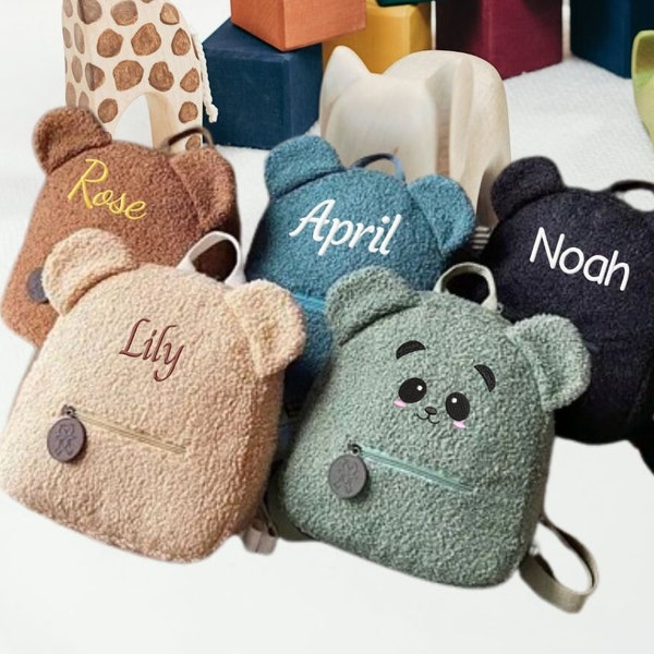 New TEDDY BEAR BACKPACK Personalized Name Embroidered Toddler Backpack Custom Name Backpack Embroidered Bag Embroidered Kids Backpack