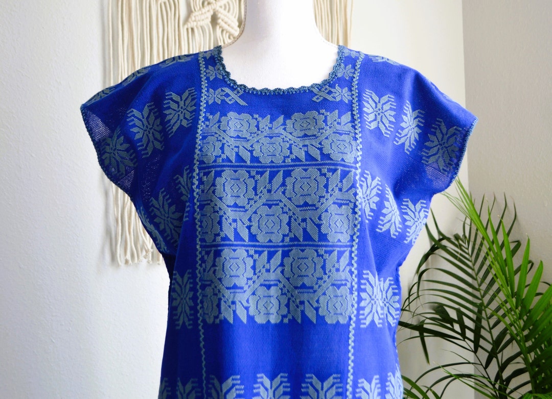 Traditional Mexican Huipil Dress Mexican Vintage Very Fine Etsy