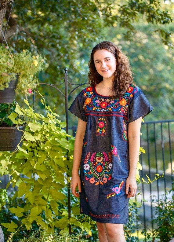 Vestido bordado mexicano vestido de manta algodón vintage - Etsy México Vestido bordado mexicano vestido de manta algodón vintage - Etsy México