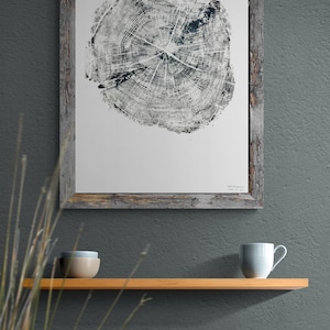 California Cedar Tree Ring Print, Pine 22x30 inches, hand printed, reclaimed wood, national park, national forest, relief print
