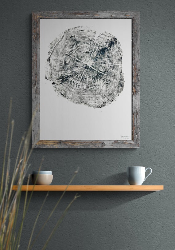 California Cedar Tree Ring Print, Pine 22x30 inches, hand printed, reclaimed wood, national park, national forest, relief print