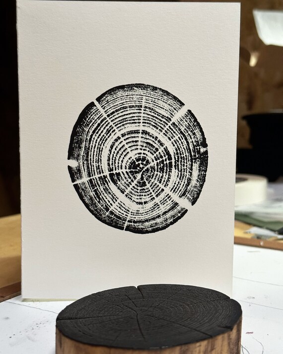 Tree Ring Print Greeting Cards (Pack of 5 cards with envelopes)