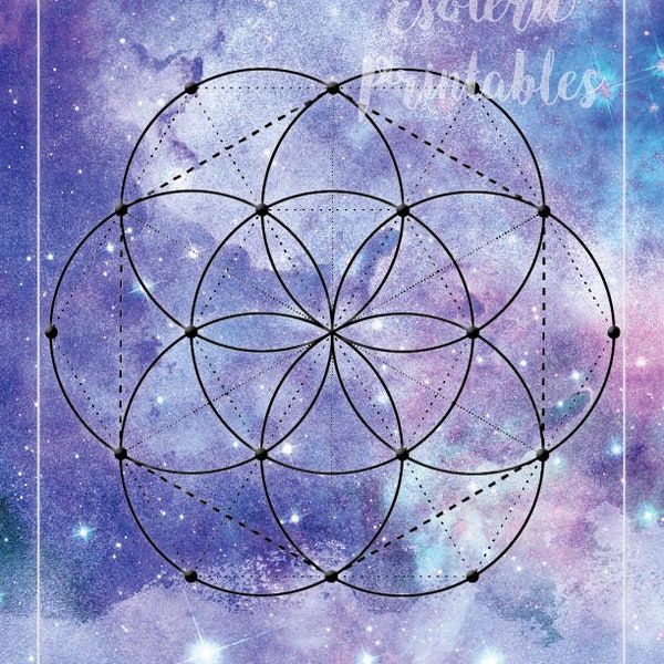 Sacred Geometry 2 on Galaxy Background Print