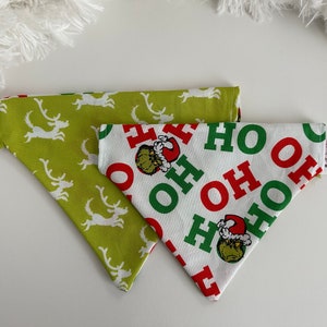 The Grinch - Dog Bandana // Over the Collar// Reversible // Dog, Cat, Pet Bandana