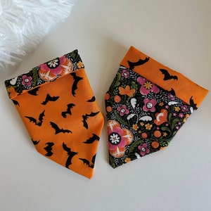 Spooky Garden - Dog Bandana // Over the Collar// Reversible // Dog, Cat, Pet Bandana