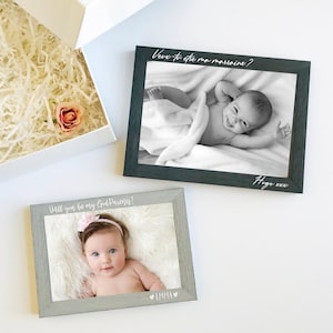 Personalized picture frame for godmother, godparents proposal box, will you be my godmother, picture frame for godfather, Baptism gift image 1