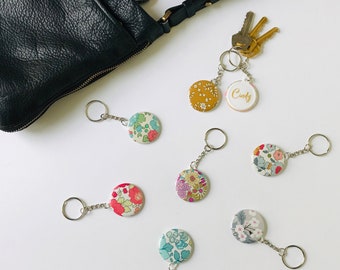 Liberty of London Fabric Round Keychain, Betsy Floral Keychain