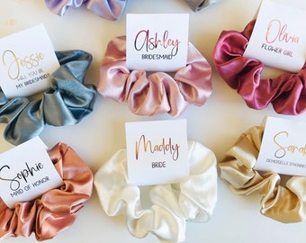 Scrunchie for Bridesmaid proposals, Personalized Bridesmaid scrunchie, Bachelorette party gift, Flower girl scrunchie, custom scrunchie gift