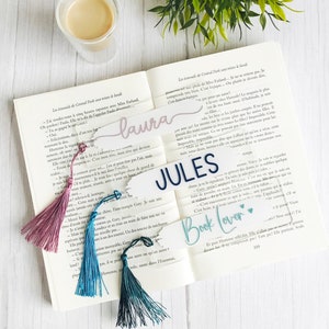 Personalized acrylic bookmark with tassel, Custom bookmark, Teacher gift, book lover gift, Bookmark with tassel, reading lover gift,