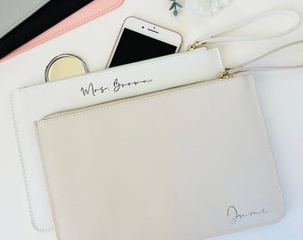 Pochette Personnalisée pour Demoiselle d'Honneur, Pochette soirée, Cadeau pour Demoiselle d'Honneur, Pochette Mariage, Essentiels Cérémonie