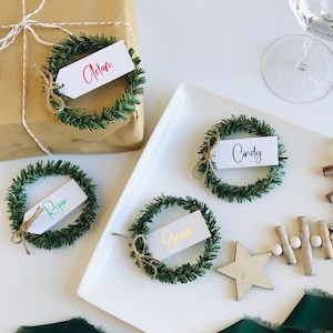 Segnaposto ghirlanda di Natale, decorazione della tavola festiva, tavola di Natale, mini ghirlanda natalizia, segnaposto per matrimonio natalizio, matrimonio