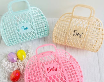 Personalized Easter Jelly Bag, Custom Easter Basket For Kids, Personalized Vintage Bag for Child, Easter Gift for Kid, Egg Hunting Basket