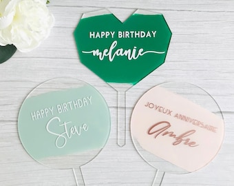 Birthday acrylic cake topper, custom cake topper, Cake topper with name, Emerald cake topper, Happy Birthday cake topper,wedding cake topper