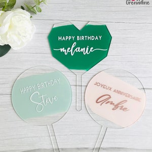Personalisierte Geburtstagskuchendekoration, personalisierter Happy Birthday-Topper, personalisierter Acryl-Topper, Smaragddekoration