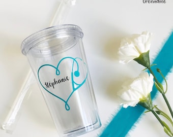 Personalized tumbler for nurse, custom gift for nurse, stethoscope tumbler, doctor cup, paramedic gift idea, custom cup for medical staff,