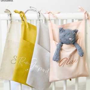 Personalized Baby Bed Hanging Storage Bag, Custom Crib Organiser Pocket, Custom Baby Bedside Diaper Bag, Baby Shower Gift, Newborn Gift