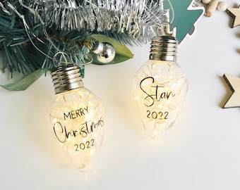 Personalized Christmas Light Bulb with LED, Personalized Christmas Ornament with LED, Merry Christmas Light Bulb, Christmas Tree Decoration
