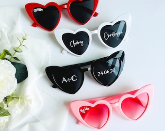 Bride Sunglasses, Custom Heart Shaped Sunglasses, Wedding Heart Sunglasses, Wedding Guest Glasses, Wedding Beach Gifts, Bridal Shower Gifts