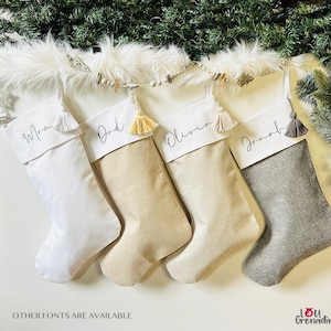 Personalisierter Weihnachtsstrumpf für Familie, personalisierte Weihnachtssocke, Kamin-Weihnachtsdekoration, Weihnachtsstrumpf mit Namen