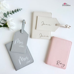 Gepersonaliseerd paspoort en bagagelabel, reisaccessoires, cadeau voor pasgetrouwden, huwelijksreiscadeau, gepersonaliseerde paspoorthouder