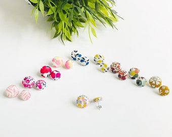 Liberty fabric stud earrings, Floral fabric stud earrings, button fabric stud earrings, stud earrings for women, cute flower stud earrings