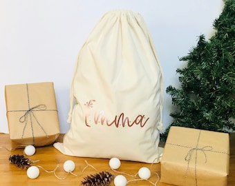 Personalized Santa sack with snowflake, custom Santa bag, Christmas name gift bag, name Santa Sack, personalized toy bag, Santa kid toy bag