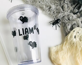 Personalized Tumbler for Halloween Party, Cute Ghost Tumbler, Custom Ghost Cup, Halloween gift, Latte Ghost Glass, Pumpkin Spice Latte Cup