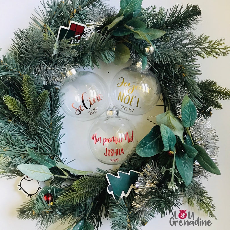 Personalized Christmas Ball, Personalized Christmas Ornament, Merry Christmas Ball, Christmas Tree Decoration, Baby Ball My First Christmas image 1