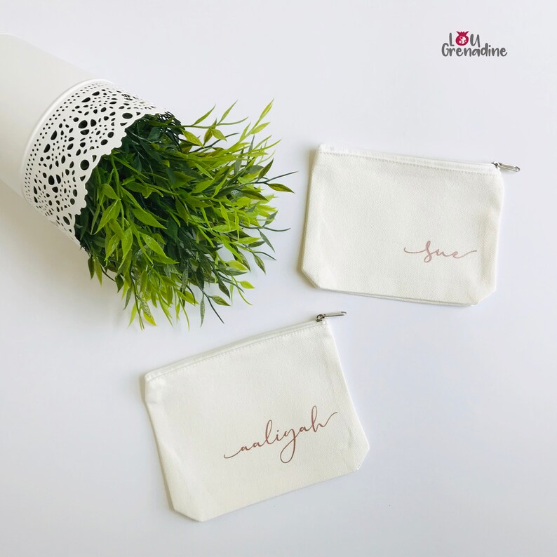 Personalized make-up bag, monogram make-up bag, bridesmaid make-up, custom cosmetic bag, Christmas stocking gift, teenager gift, girly pouch image 3