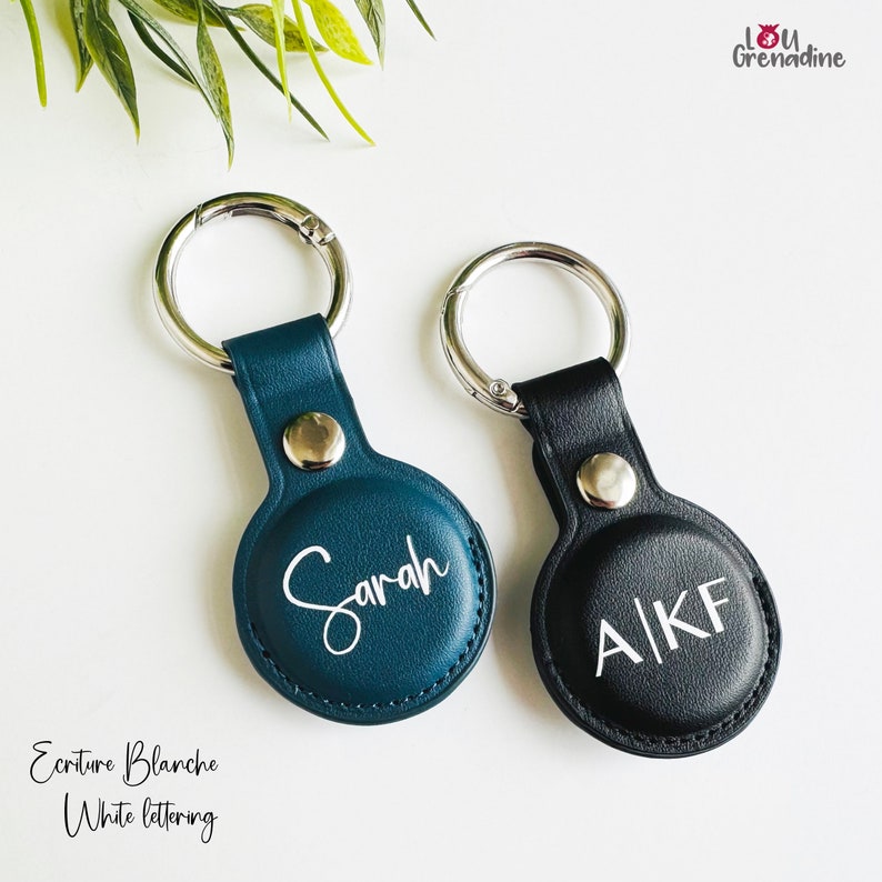 Personalized AirTag Holder, Custom AirTag Keychain, Vegan Leather AirTag Keychain, Custom AirTag Case, Connected Gift for Men, Couple Gift image 3