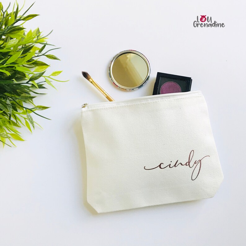 Personalized make-up bag, monogram make-up bag, bridesmaid make-up, custom cosmetic bag, Christmas stocking gift, teenager gift, girly pouch image 5