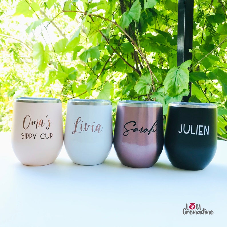 Personalized wine tumbler for bachelorette party, Bridesmaid gift, custom wine tumbler, pregnancy announcement, bridal party gift, mom gift image 1