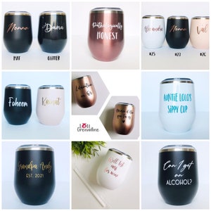 Personalized wine tumbler for bachelorette party, Bridesmaid gift, custom wine tumbler, pregnancy announcement, bridal party gift, mom gift image 6