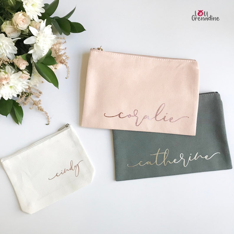 Personalized make-up bag, monogram make-up bag, bridesmaid make-up, custom cosmetic bag, Christmas stocking gift, teenager gift, girly pouch image 10