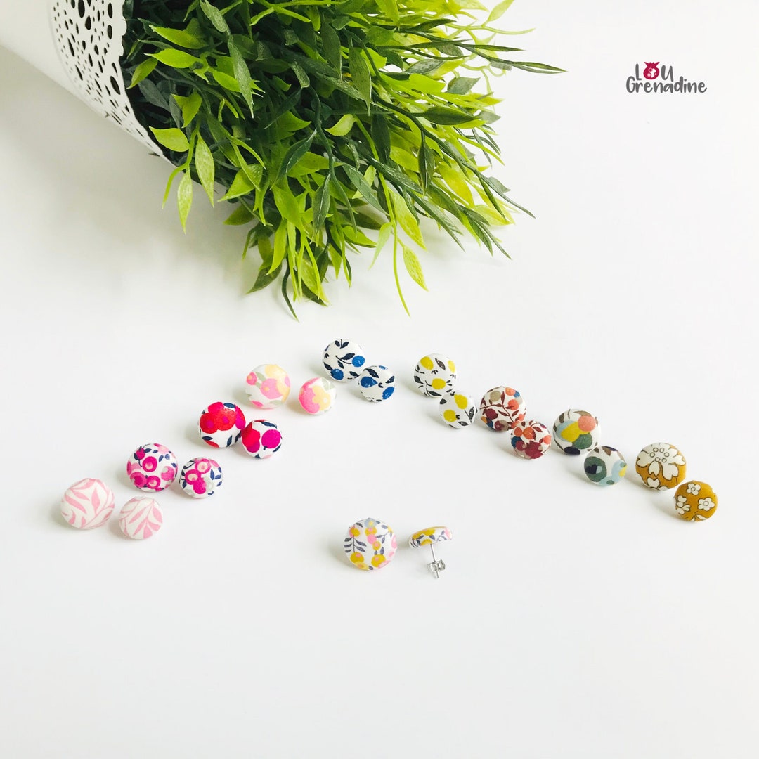 Liberty Fabric Stud Earrings, Floral Fabric Stud Earrings, Button