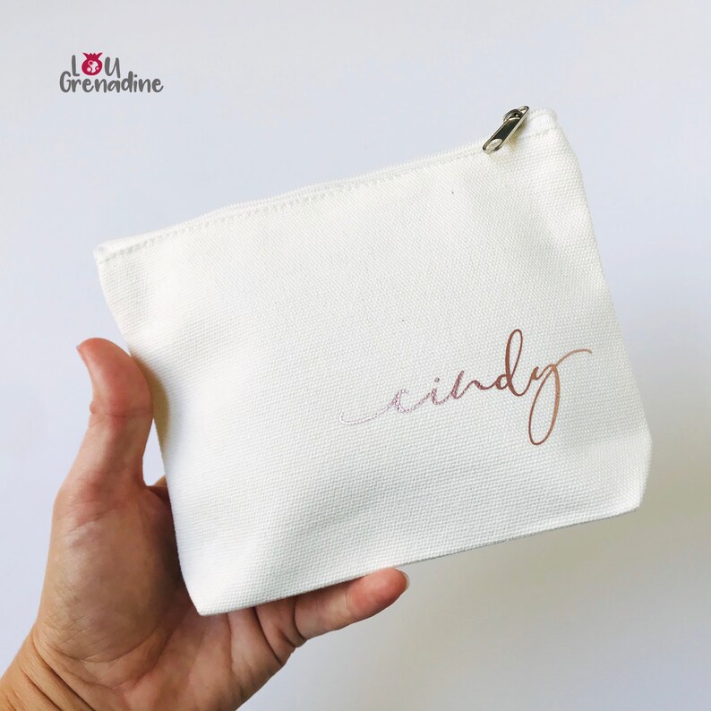 Personalized make-up bag, monogram make-up bag, bridesmaid make-up, custom cosmetic bag, Christmas stocking gift, teenager gift, girly pouch image 6