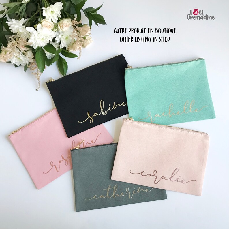 Personalized make-up bag, monogram make-up bag, bridesmaid make-up, custom cosmetic bag, Christmas stocking gift, teenager gift, girly pouch image 9