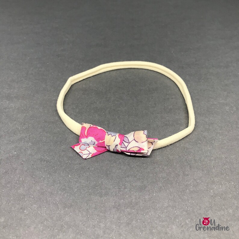 baby shower gift idea floral bow girl hair accessory newborn gift idea pink bow Betsy fabric Baby bow headband liberty of London fabric