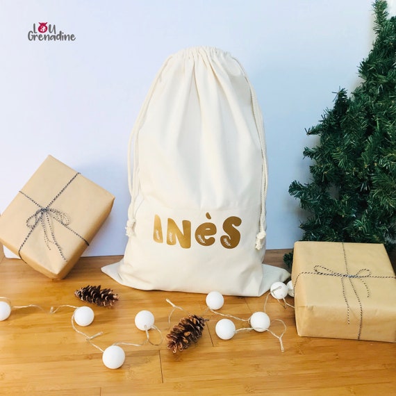 Sacco Per Regali Di Babbo Natale Personalizzabile - Grande Busta In Tessuto Con Lettera, Perfetta Per Doni Natalizi
