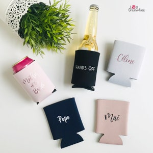 Funda de lata personalizada, enfriador de latas personalizado, despedida de soltera, regalo para invitados a la boda, aislante para bebidas frías