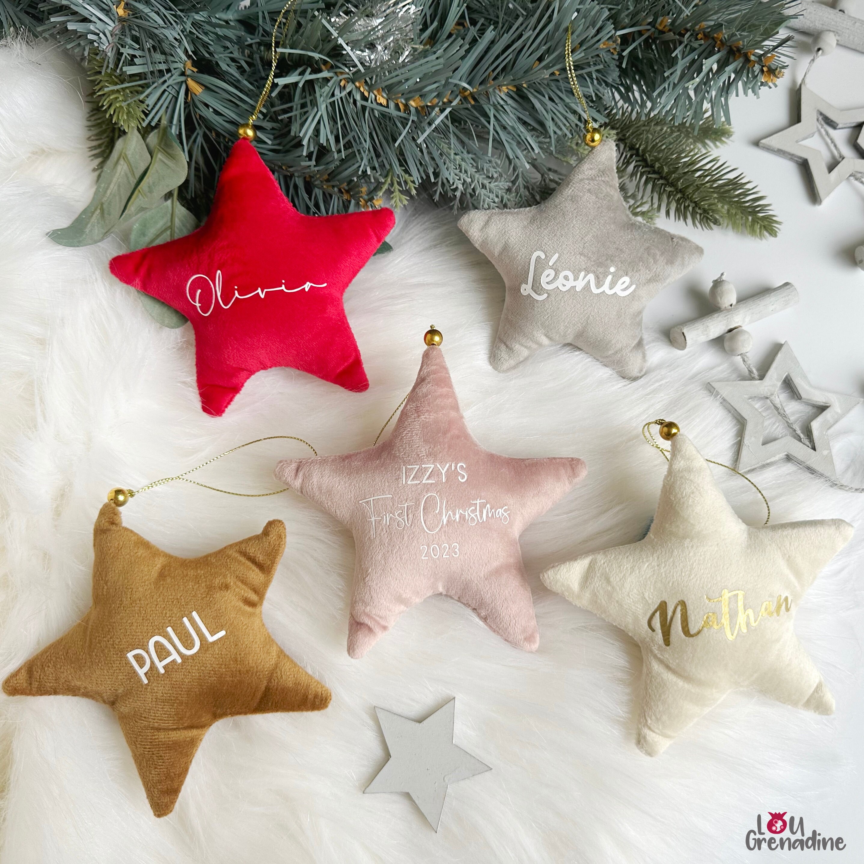 Estrella de terciopelo personalizada, adorno navideño personalizado,  decoración de estrella para árbol, adorno de estrella, Mi primera Navidad  2025 - Etsy México, image size:2875x2875