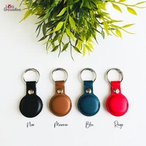 Personalized AirTag Holder, Custom AirTag Keychain, Vegan Leather AirTag Keychain, Custom AirTag Case, Connected Gift for Men, Couple Gift image 7