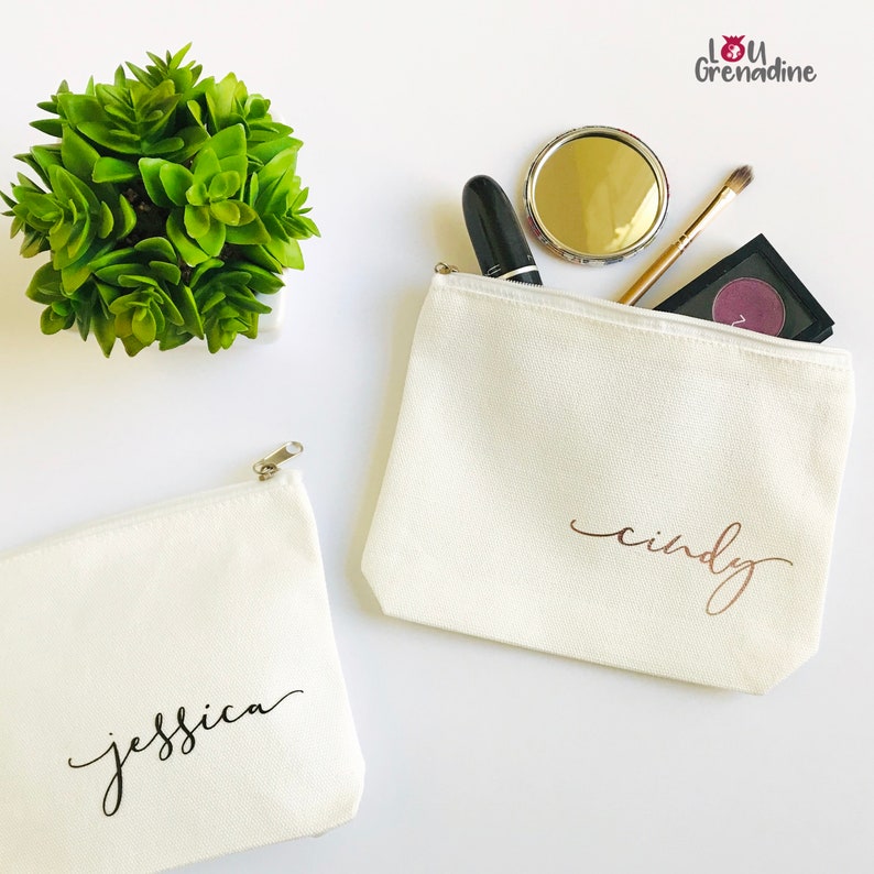 Personalized make-up bag, monogram make-up bag, bridesmaid make-up, custom cosmetic bag, Christmas stocking gift, teenager gift, girly pouch image 1