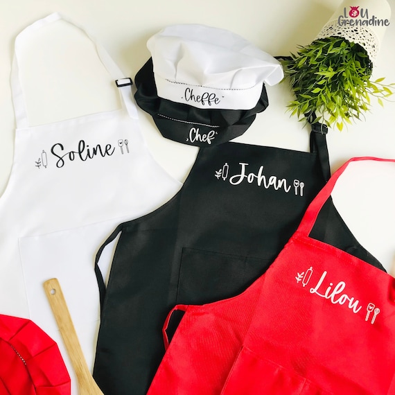 Christmas Baking Themed Apron and Chef Hat with Personalized Embroidery Toddler Child and Tween Sizes