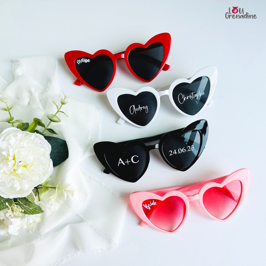 Lot 10 Lunettes De Soleil Cœur Rétro Sans Monture – Style Fête & Coeur Rouge Funmo