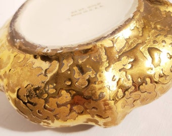 24k Splatter Gold Bowl - Antique Gold Bowl - Party Entryway Bowl