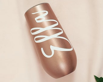 6oz Personalised Rose Gold Skinny Tumbler / Wedding Gifts / Birthday Gift / Bridesmaid / Bespoke / Personalised Gifts / 6oz Champagne Flute