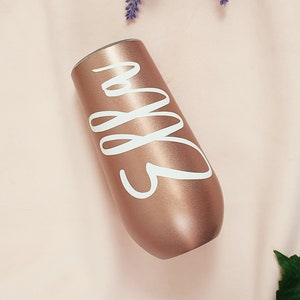 6oz personalisierte Rose Gold dünne Tumbler / Hochzeitsgeschenke / Geburtstagsgeschenk / Brautjungfer / maßgeschneiderte / personalisierte Geschenke / 6oz Champagner Flöte